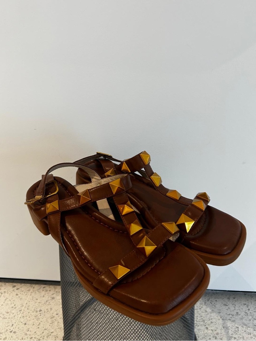 Women's gold studded sandals